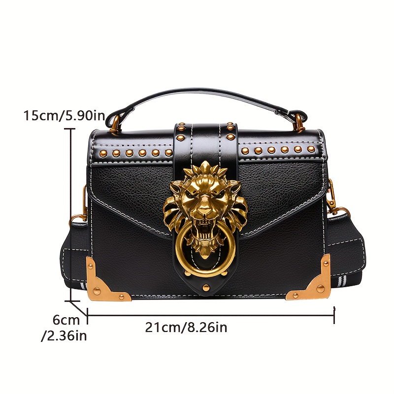 Mini Vintage Crossbody Bag Retro Lion Head Shoulder Bag Punk Temu