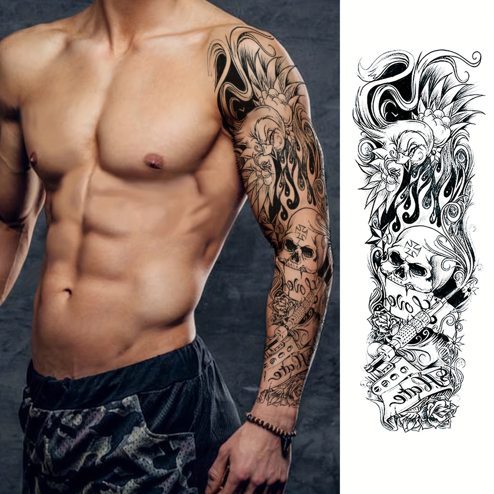 Temporary Tattoo Sleeve Transfer - Full Arm Tribal Waterproof Fake