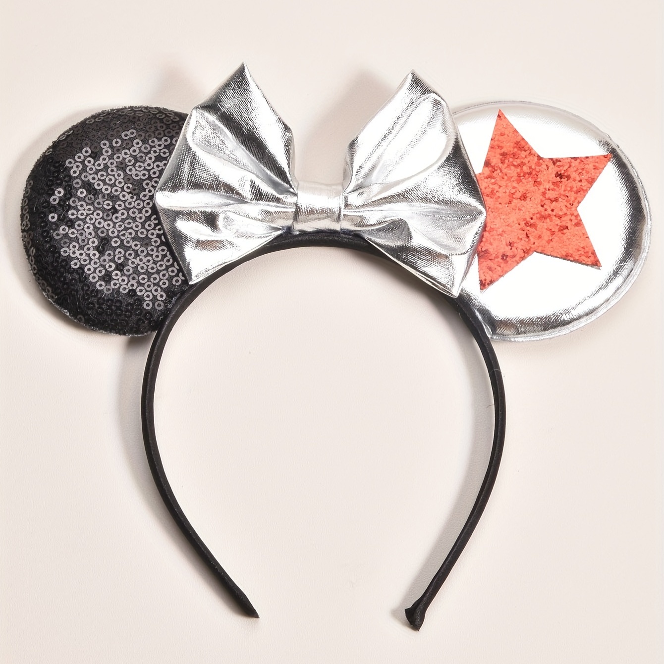 Disney Minnie Ears Headband with Rhinestones Black with Silver