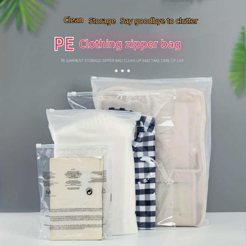 Thickened Transparent Frosted Clothes Storage Bag, Plastic Zipper Underwear  Socks Clothing Packaging Bag, Practical Travel Accessory - Temu