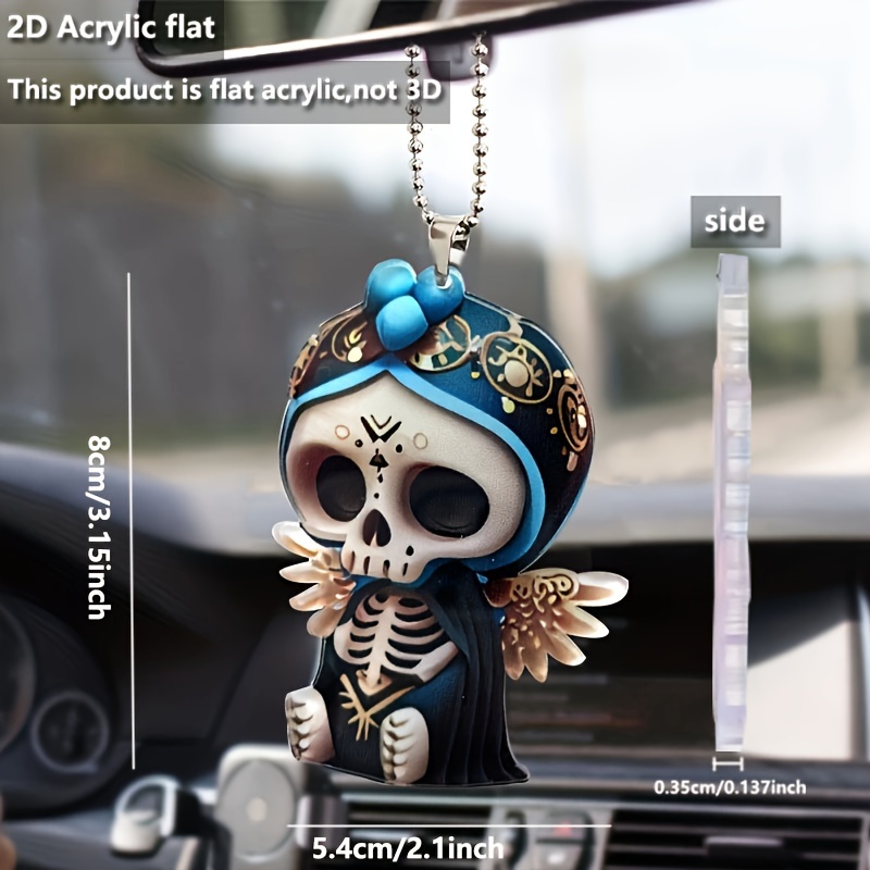 Halloween-Skelett-Anhänger, Auto-Rückspiegel-Ornament, Acryl