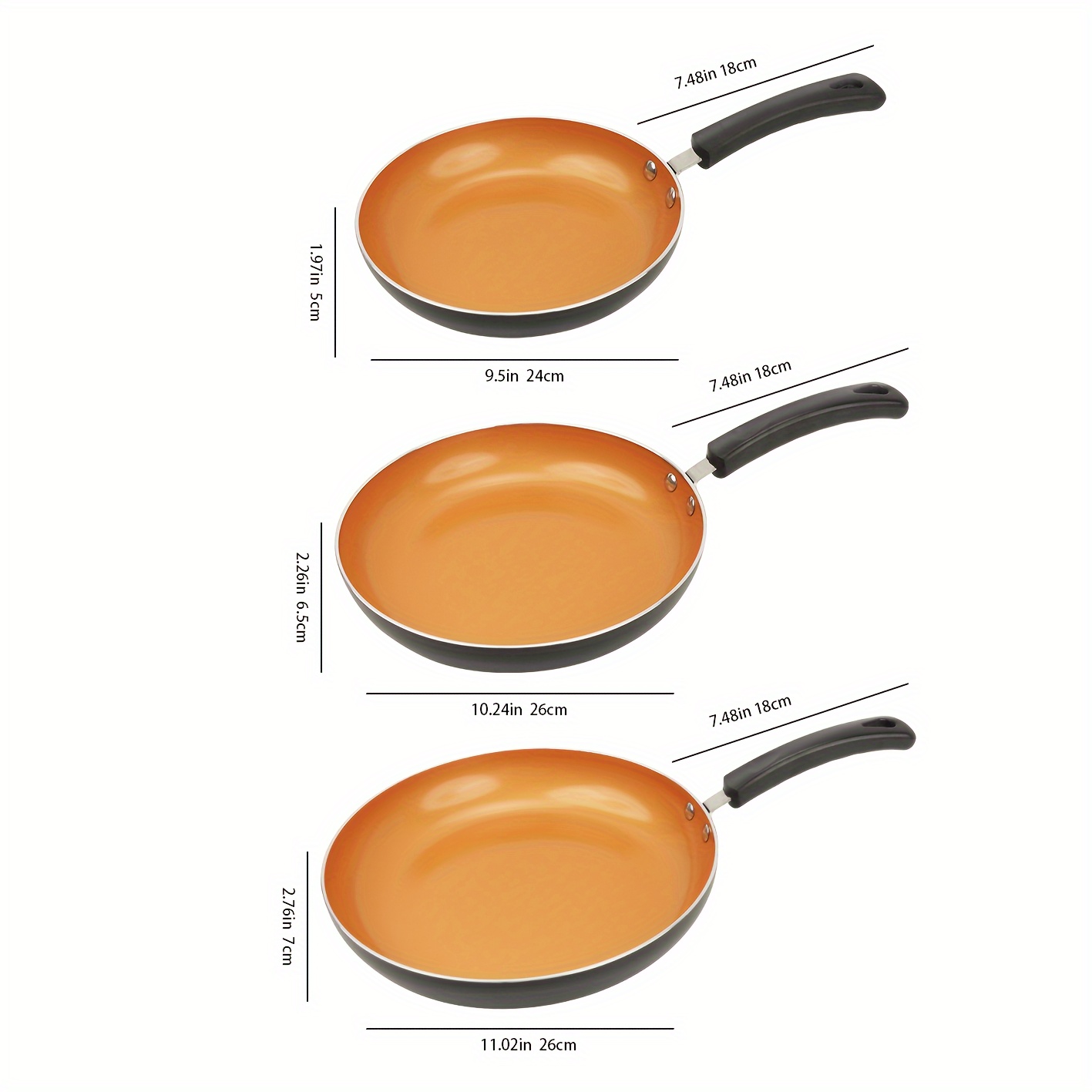 Nonstick Frying Pan Set, Non Stick Frying Pans, Golden Ceremic