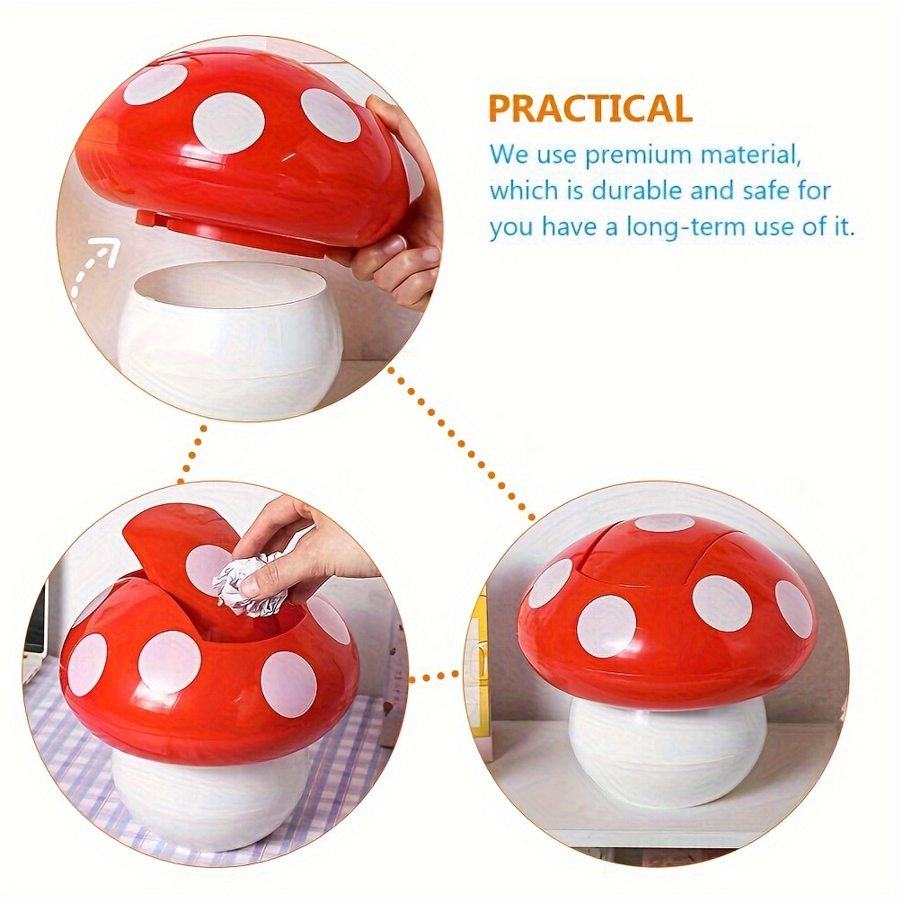 Cute Mushroom Shaped Mini Desktop Trash Can Multifunctional - Temu