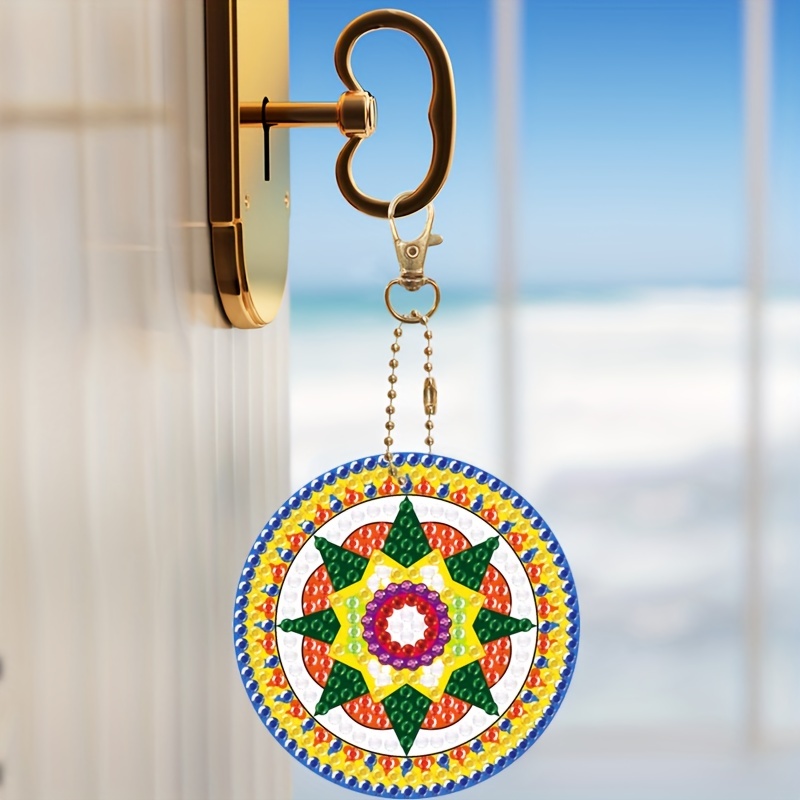 Diy Mandala Style Diamond Painting Keychain Kit Handmade - Temu