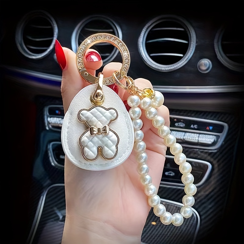 Luxury female car keychain cute Minnie Bear pendant backpack accessories#one