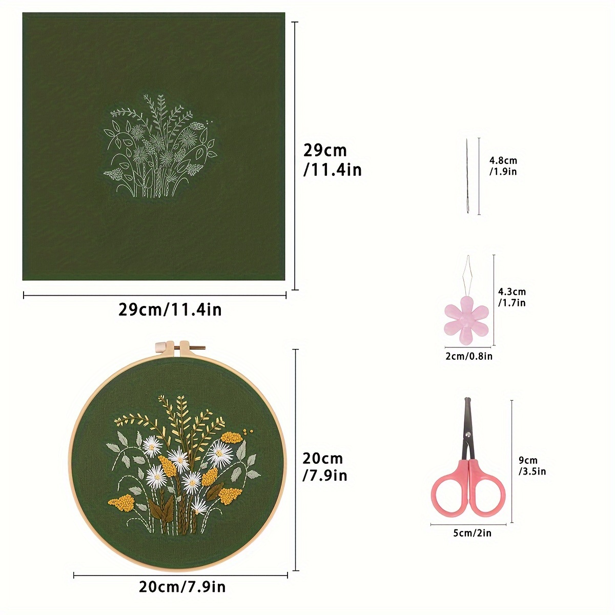 Diy Embroidery Kit Flowers And Plants Pattern - Temu