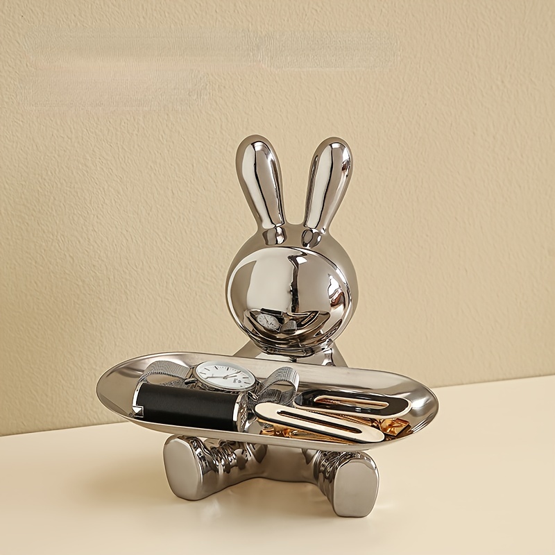 Image of Electroplated Rabbit Storage Ornament Entrance Door Key Tray Nordic Style Individual Home Decor (non-food Contact)