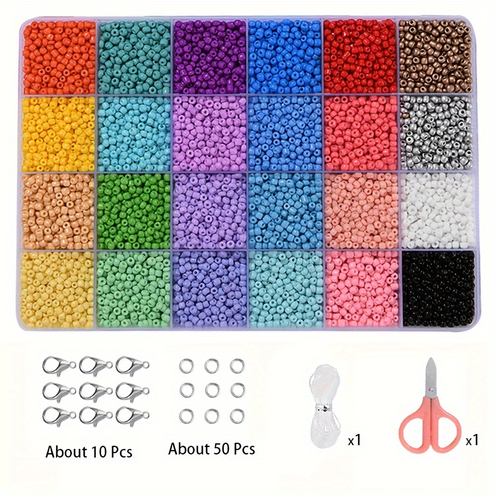 QUEFE 24000pcs 3mm Glass Seed Beads Kit for Jewelry Making, 96 Colors  Little Beads with Pendant Charms and Letter Beads for Bracelets Necklace  Earring