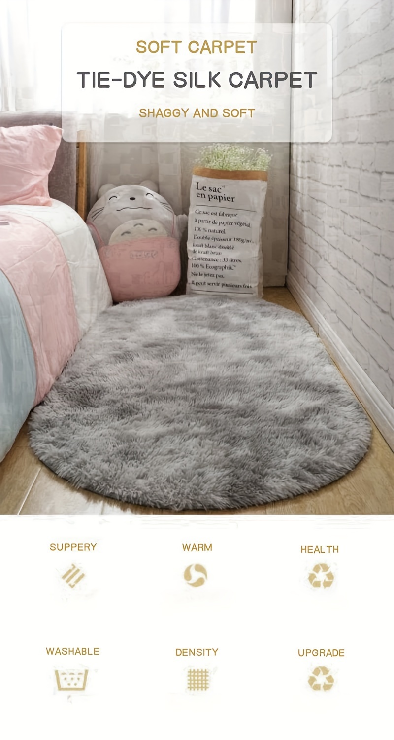 1  and fluffy oval area rug non slip washable polyester   00 machine made shaggy rug for living room bedroom bedside game room   carpet sofa teenage room decoration details 0