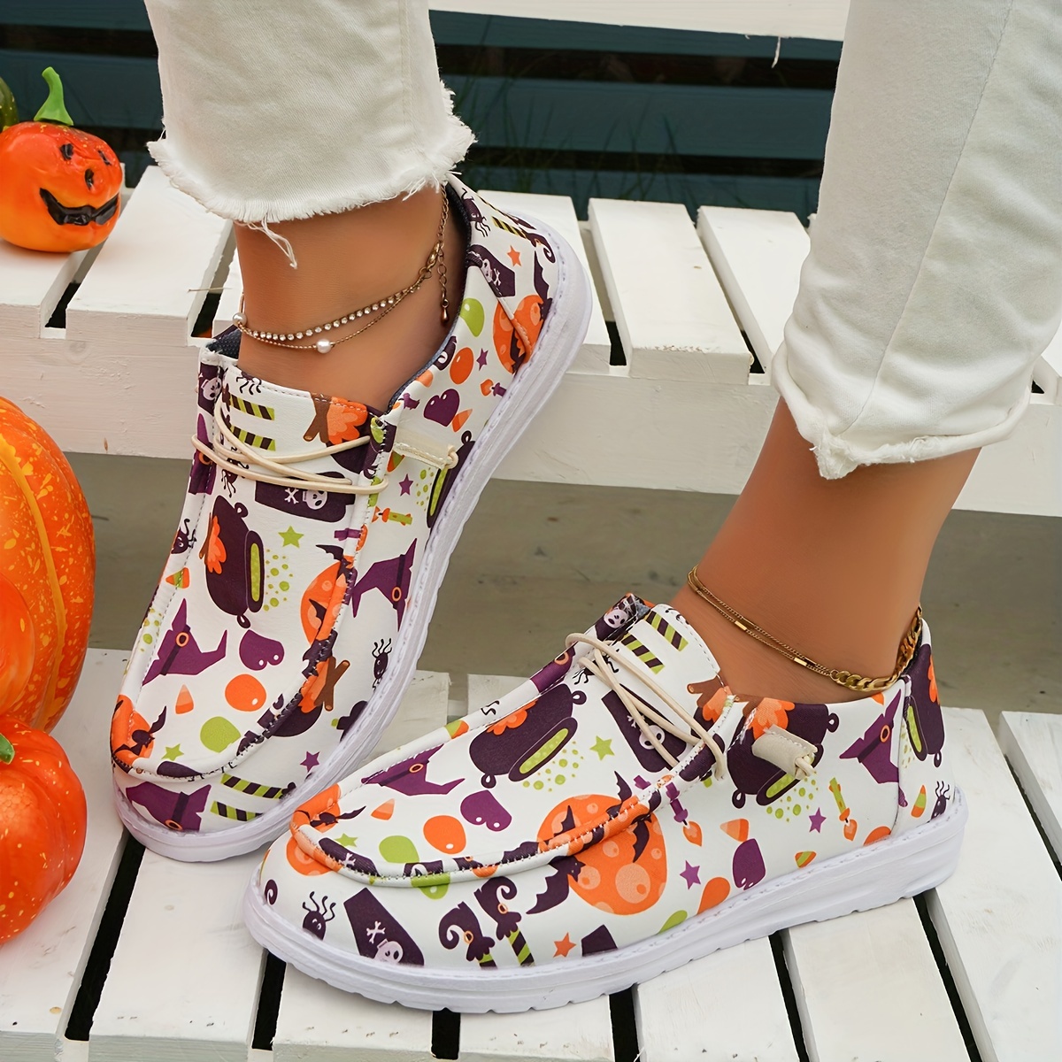 Women's Halloween Print Sock Sneakers Comfort Lace Low Top - Temu