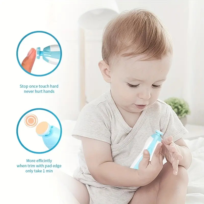 Cortauñas eléctrico 6 en 1 para bebés, con 6 almohadillas de pulido y luz  LED, kit de aseo para recién nacidos, niños pequeños o adultos, cuidado de l