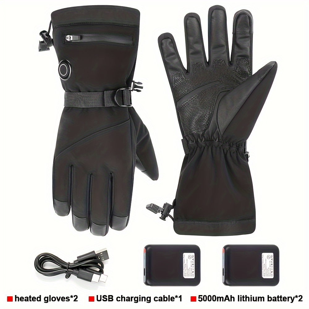 Guantes Térmicos impermeables recargables para moto de nieve, guantes  calefactables para motocicleta, pantalla táctil, esquí cálido, invierno