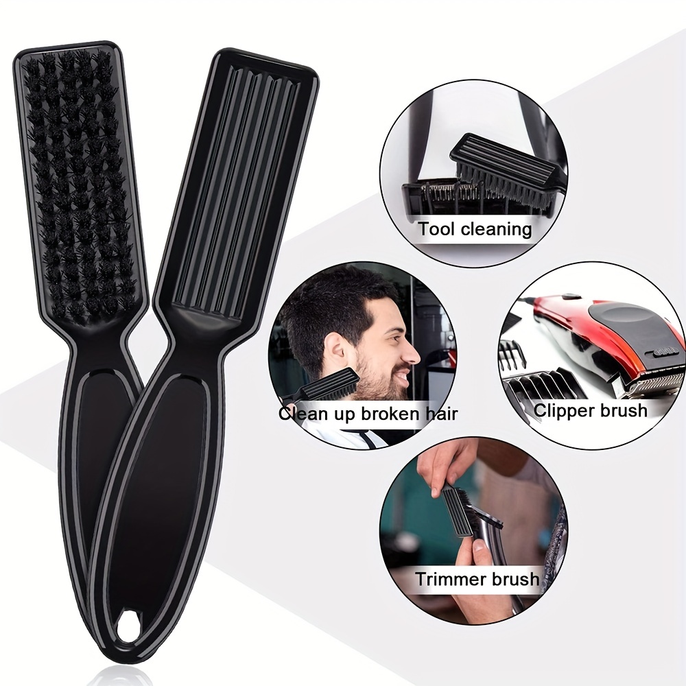 2 Pieces Barber Brush Set with Barber Blade Cleaning Brush Neck Duster Brush  Clipper Cleaning Brush Styling Brush Tool for Barbershop and Home Use -  Black