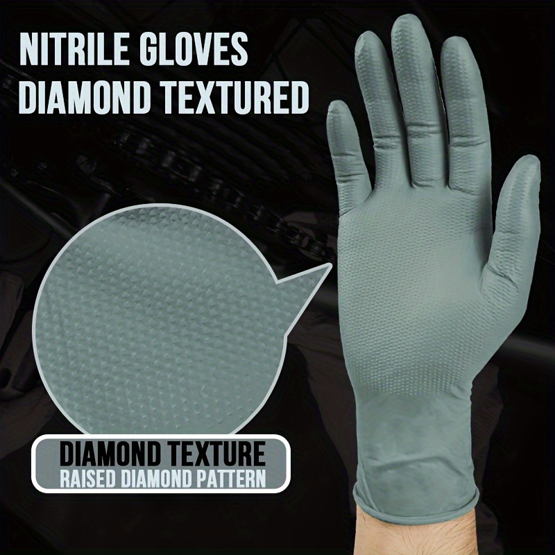 Heavy Duty Black Industrial Nitrile Gloves With Raised Diamond Texture,  Latex Free Excellent For Auto Repair, Plumbing, Painting, Manufacturing,  Cleaning, Food Service And Much More - Temu