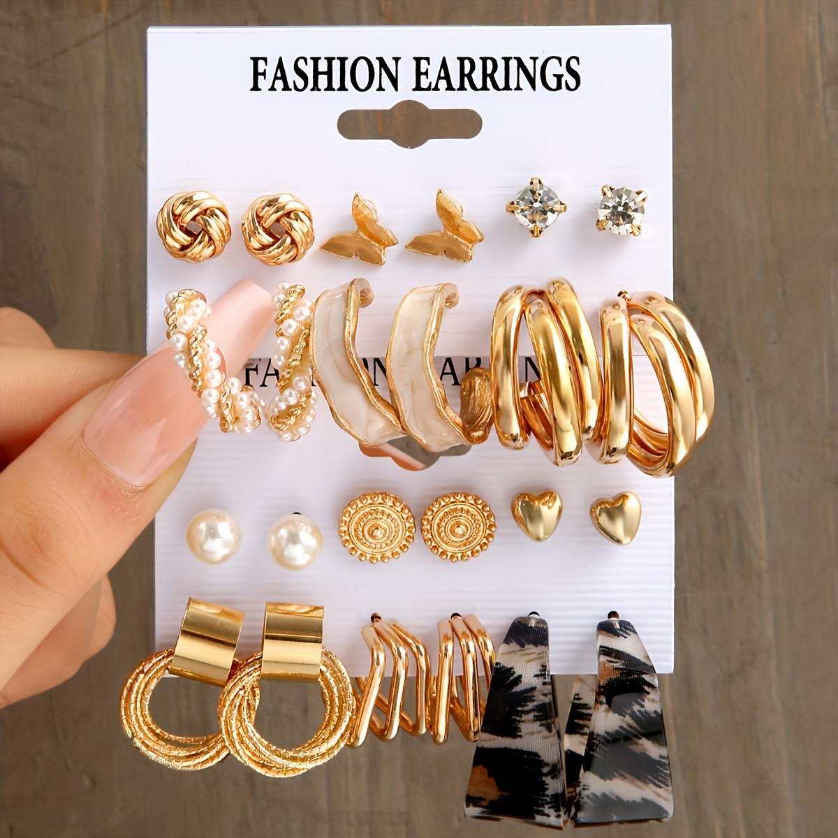 

12 Pairs Set Of Tiny Delicate Stud Hoop Earrings Zinc Alloy Resin Jewelry Imitation Pearl Inlaid For Women Daily Party Earrings