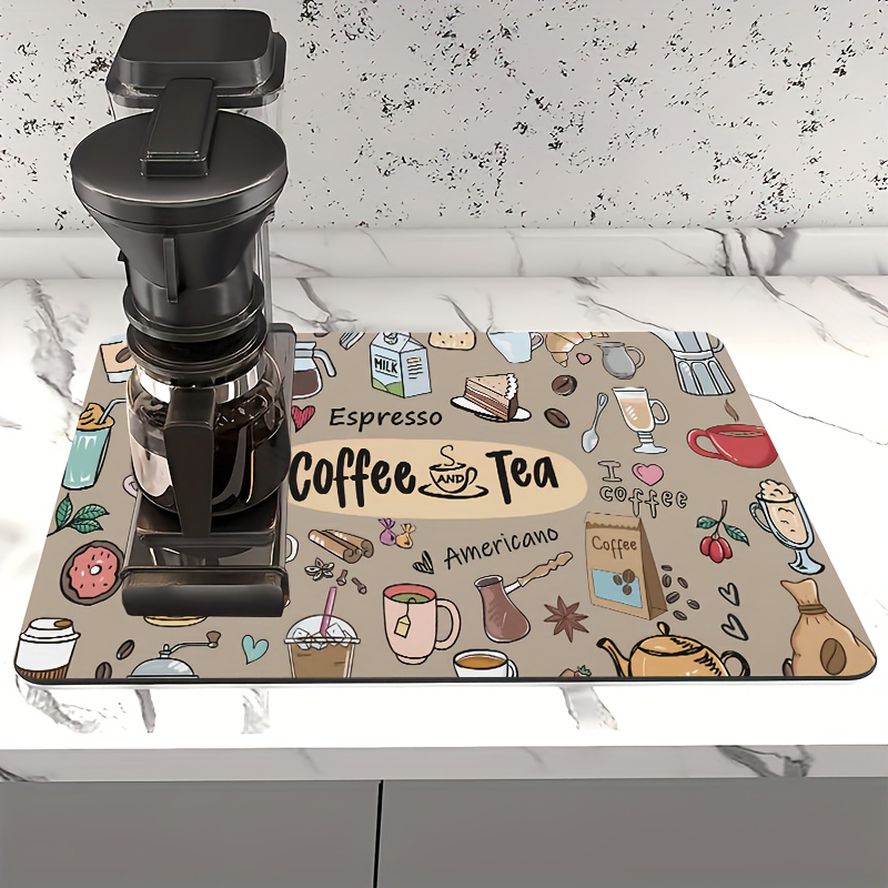 Coffee Maker Mat For Kitchen Counter Protector Retro Dish - Temu