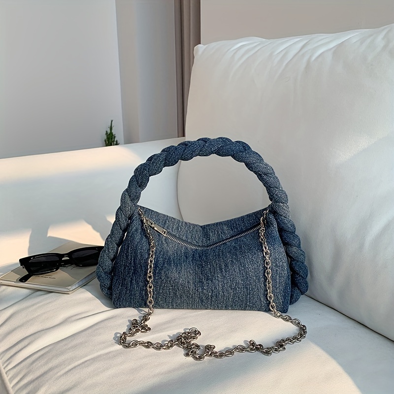 Chain Strap Shoulder Bag - Light Grey