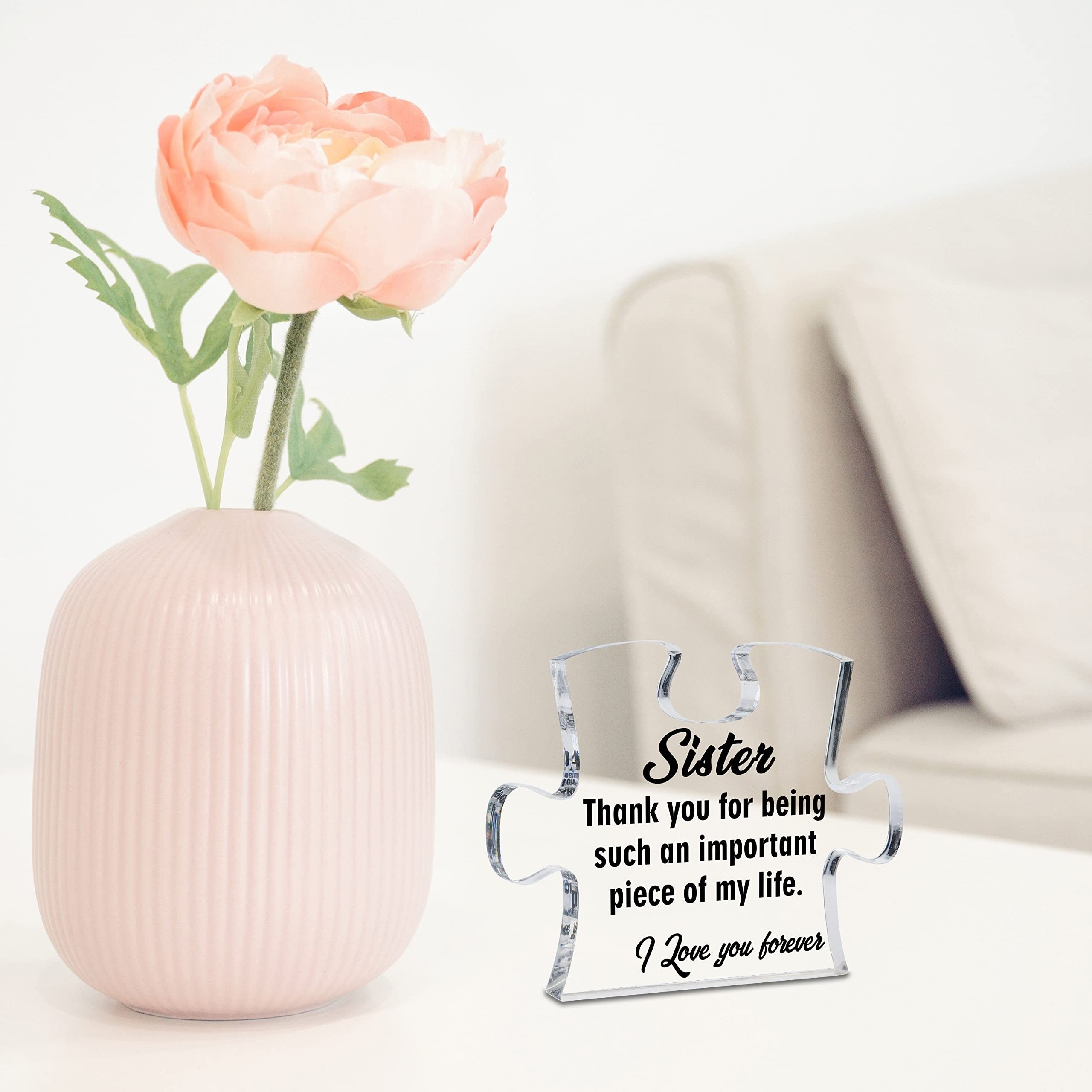 1pc, Acrylic Block Puzzle Shape Ornament - Perfect Birthday Gift For Sister  - Cute And Unique Home Decor, Room Decor And Office Decor. Give It To Your