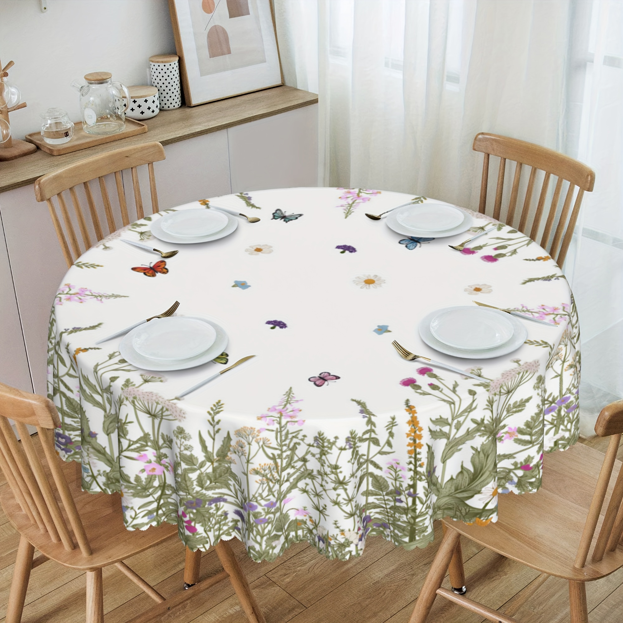 Stain-resistant tablecloth, kitchen table cover, butterflies