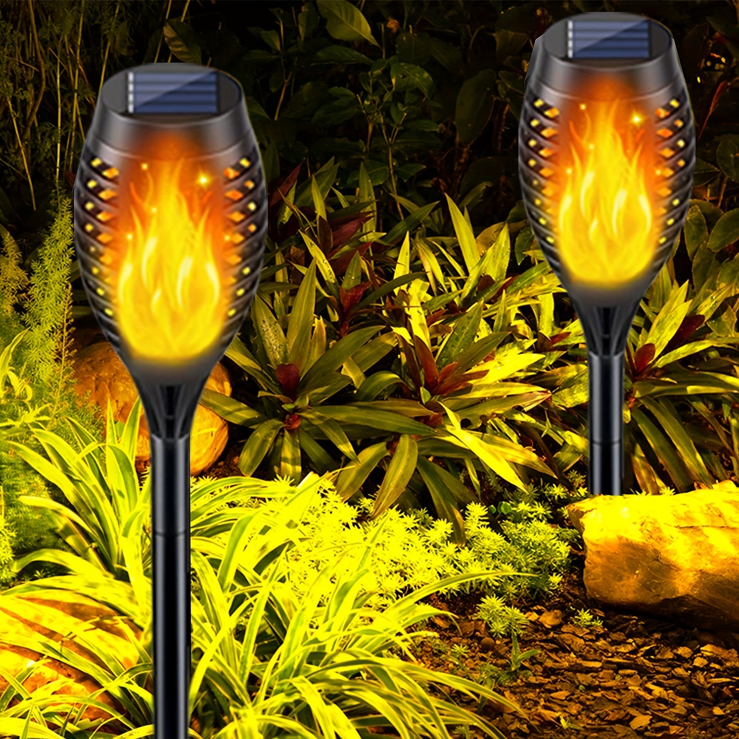 Solar Led Torch Light With Stylish Flickering Flame Lights - Temu