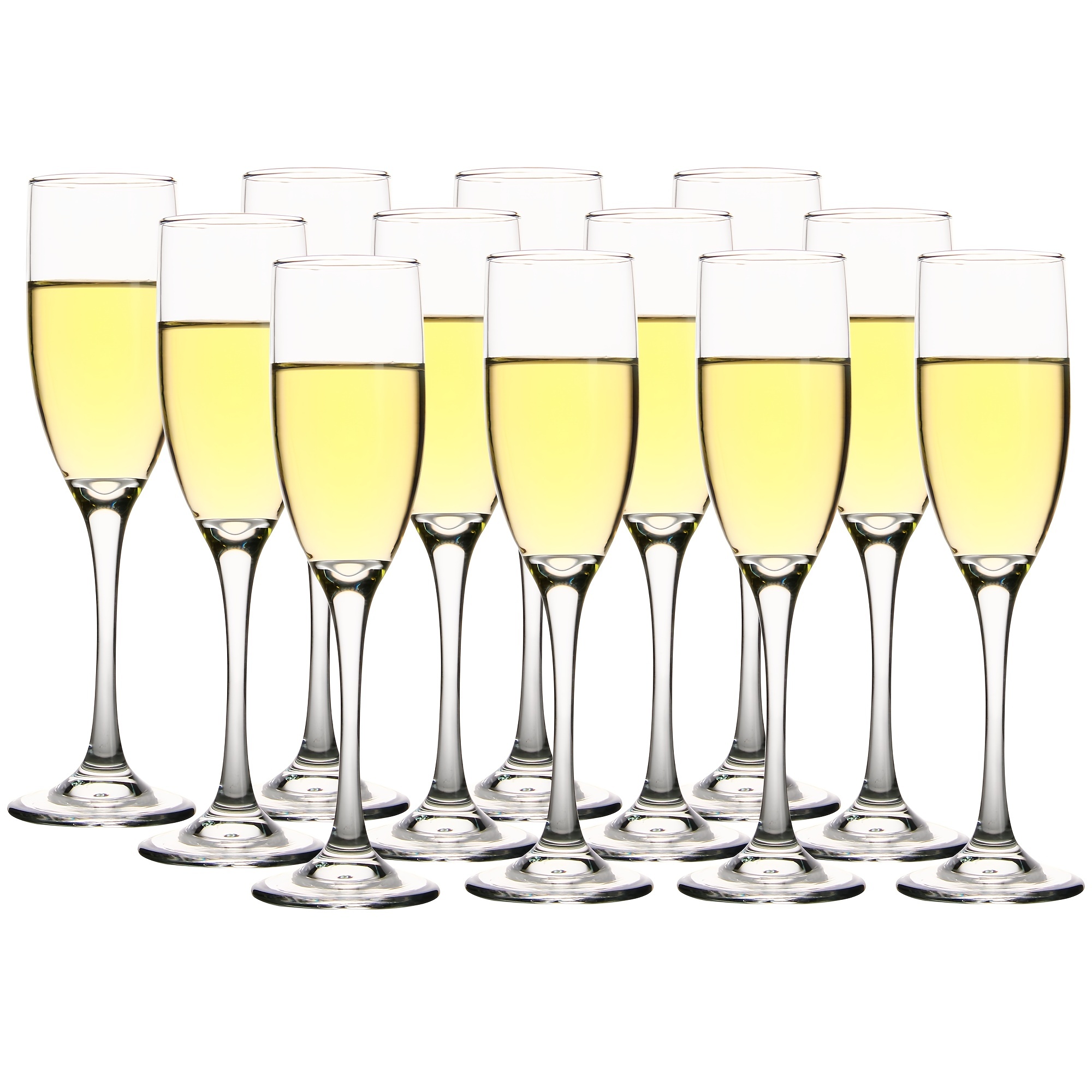 Champagne Flutes - Hand-Blown Crystal Mimosa Glasses (6oz/180ml) Set of 4