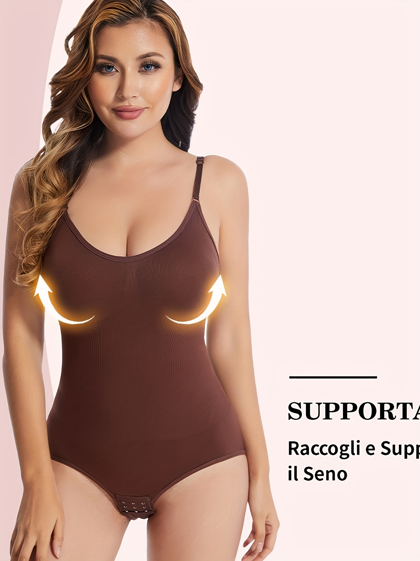  Women V Neck Spaghetti Strap Bodysuits with Padded Body Suits  Open Crotch Shapewear Slimming Body Shaper Smooth Out Bodysuit Apricot XS :  Clothing, Shoes & Jewelry