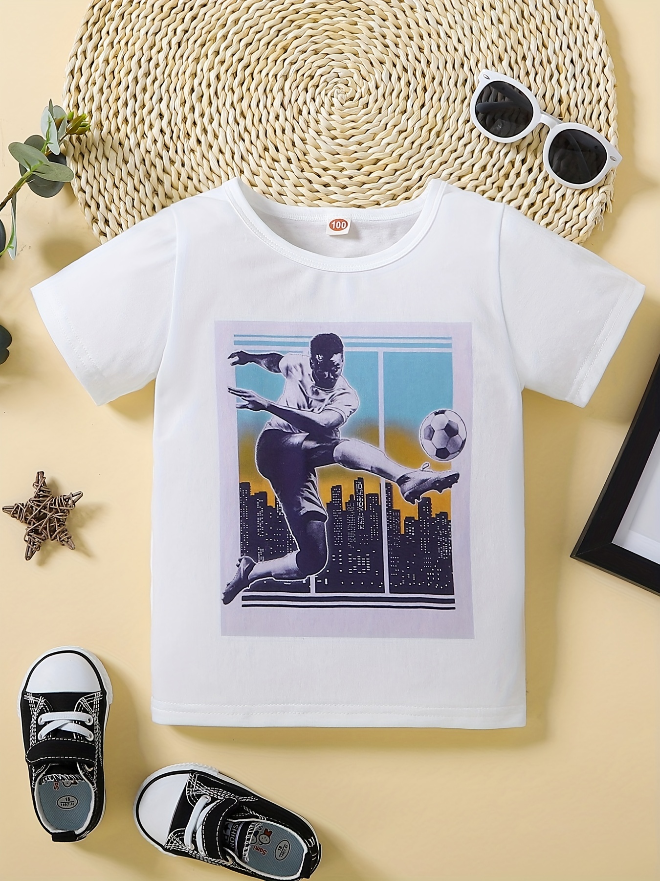 Camiseta Fútbol Niños Estampado Vibrante Manga Corta Cuello - Temu Chile