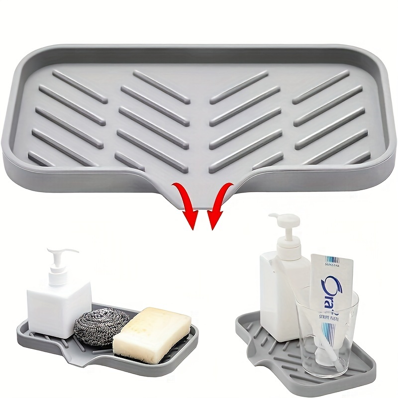 Organize Your Kitchen Sink with This 1pc Silicone Soap Tray, Soap  Dispenser, and Scrubber Brushes! Bathroom Accessories