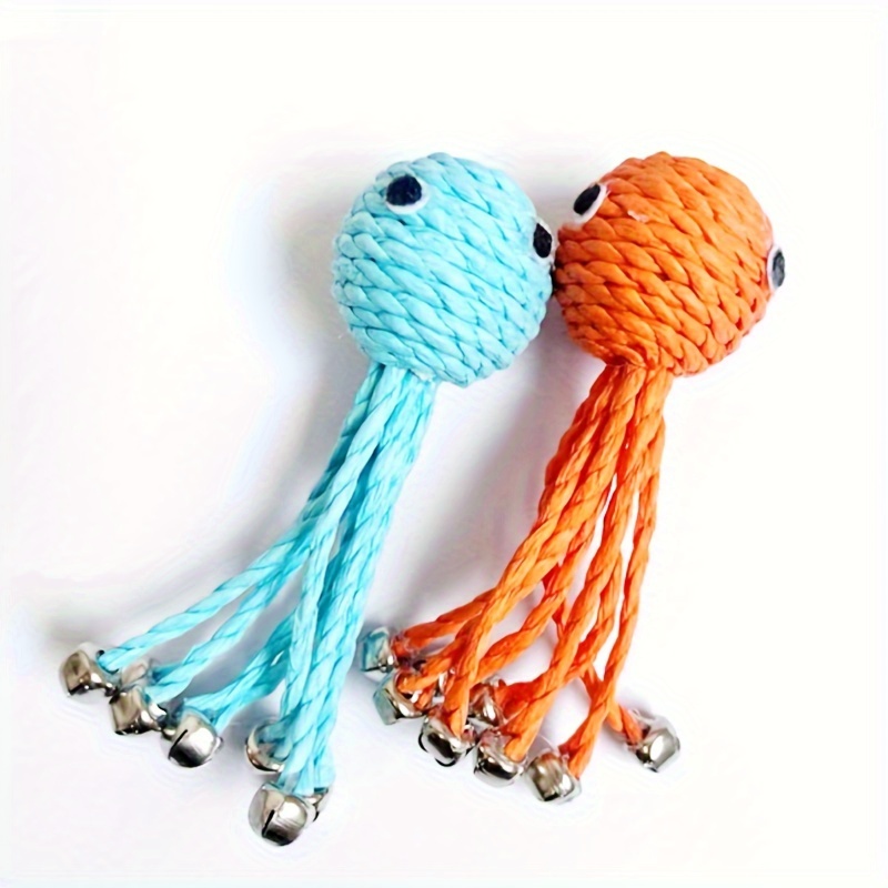 

1pc Octopus Design Pet Paper Rope Toy With Bells Chew Durable Cat Toy For Cat Interactive Supply
