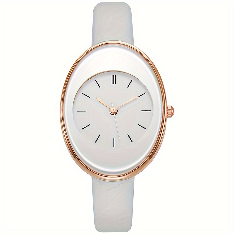 fashion belt oval quartz watch for women men white 0