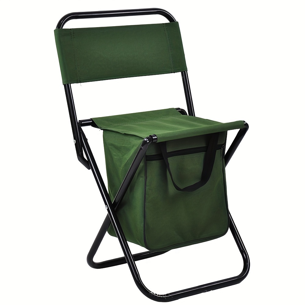 1pc Foldable Fishing Chair With Cooler Bag Portable Backrest Stool