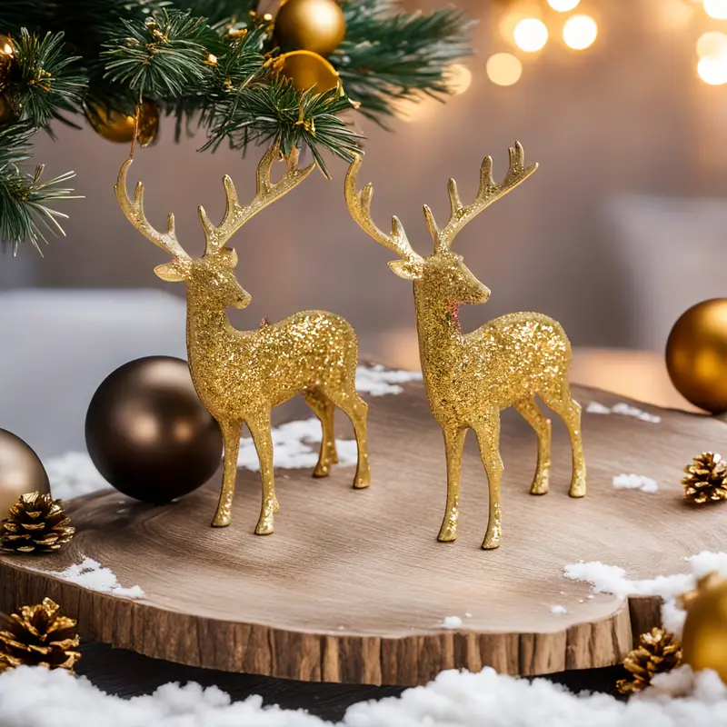 2pcs/6pcs Golden Christmas Reindeer Figurine, Christmas Deer Status For  Christmas Decorations, Reindeer Christmas Ornaments For Gifts Layout  Decorativ