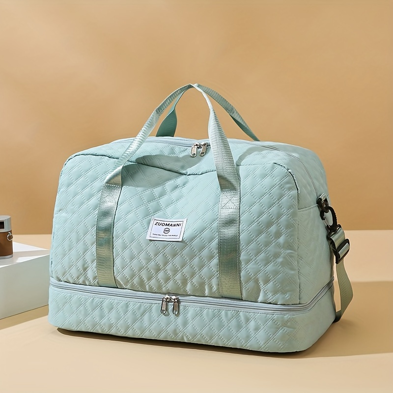 lightweight argyle pattern luggage bag large capacity travel duffle bag portable overnight bag details 5