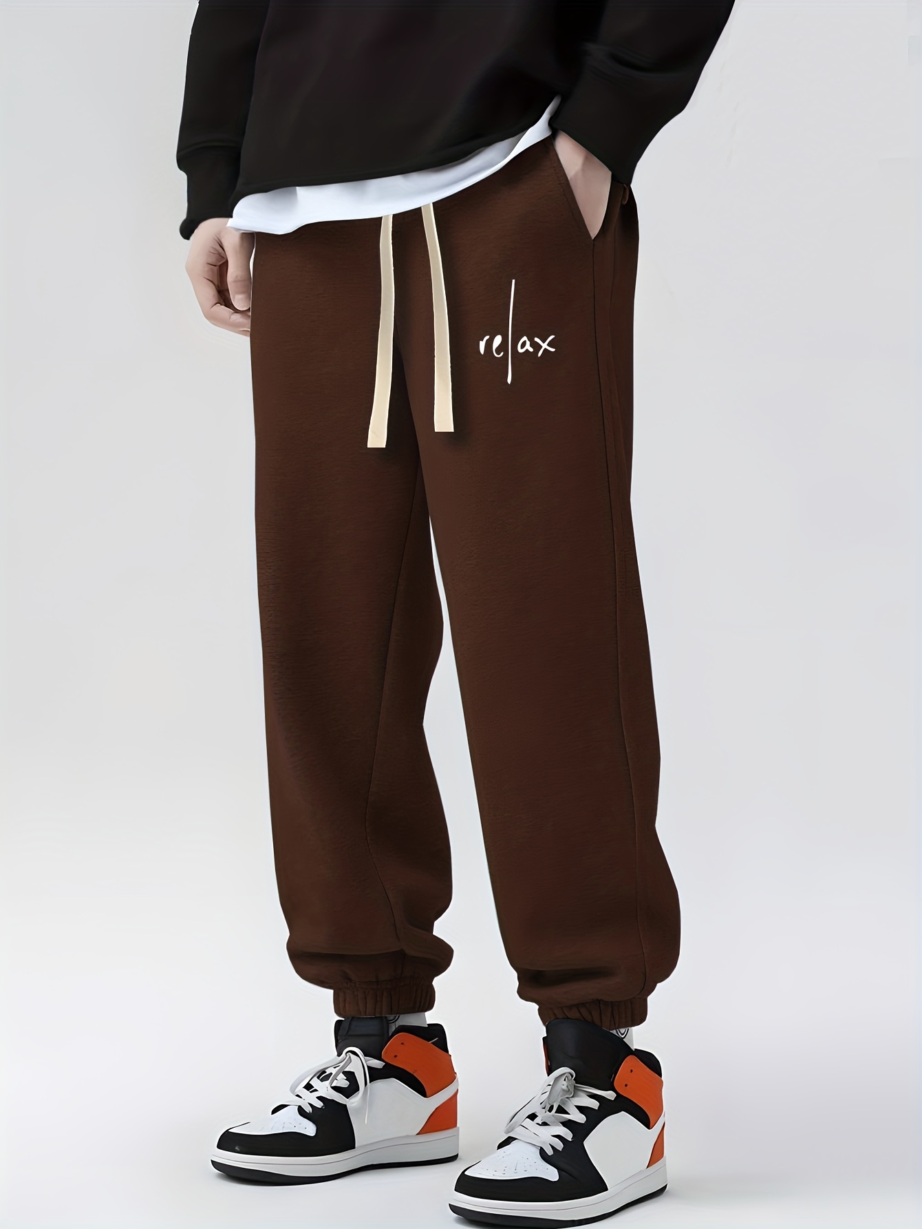 Men's Trendy Relax Graphic Print Solid Joggers Spring Fall - Temu