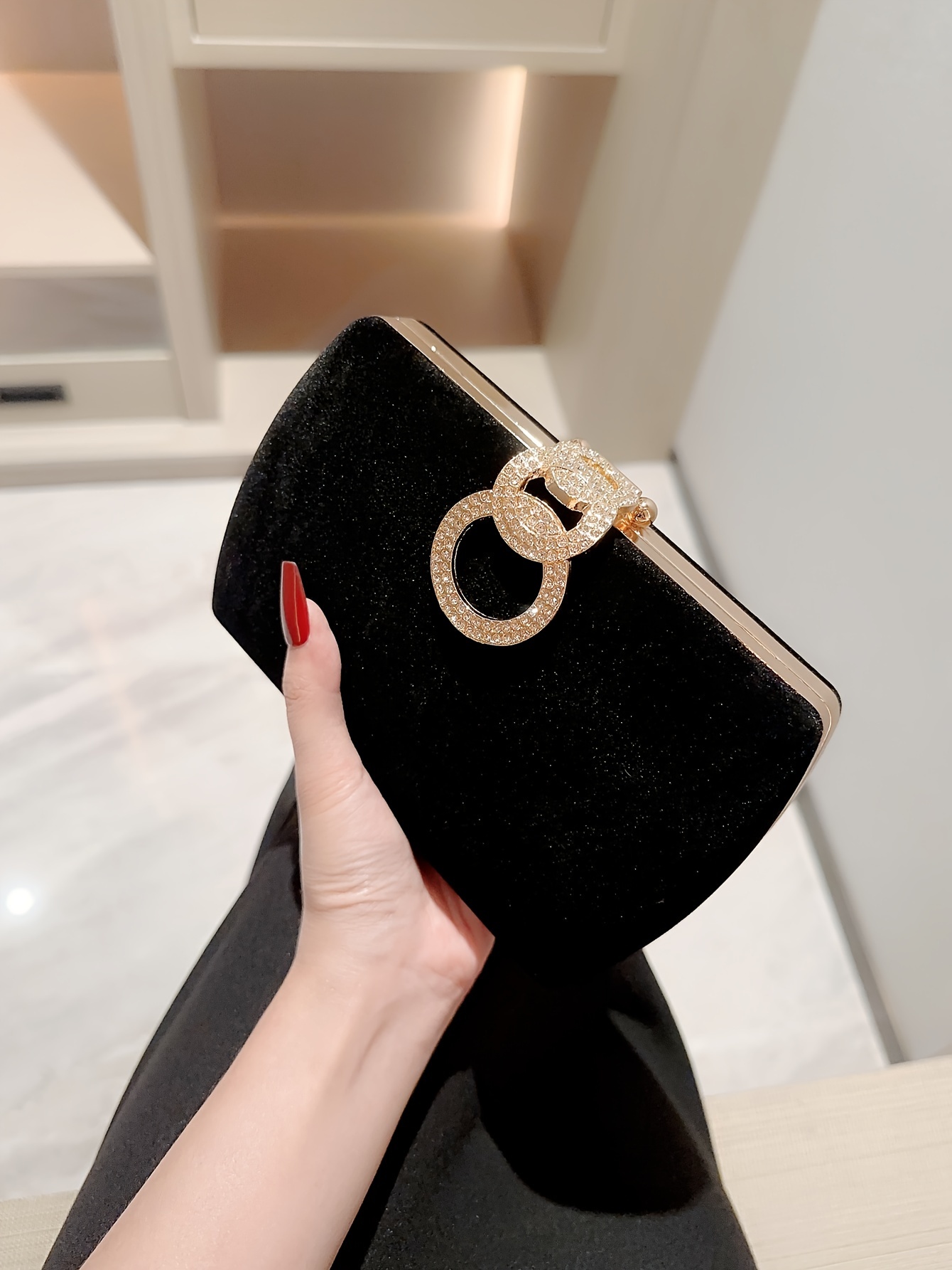 Black velvet clutch discount purse