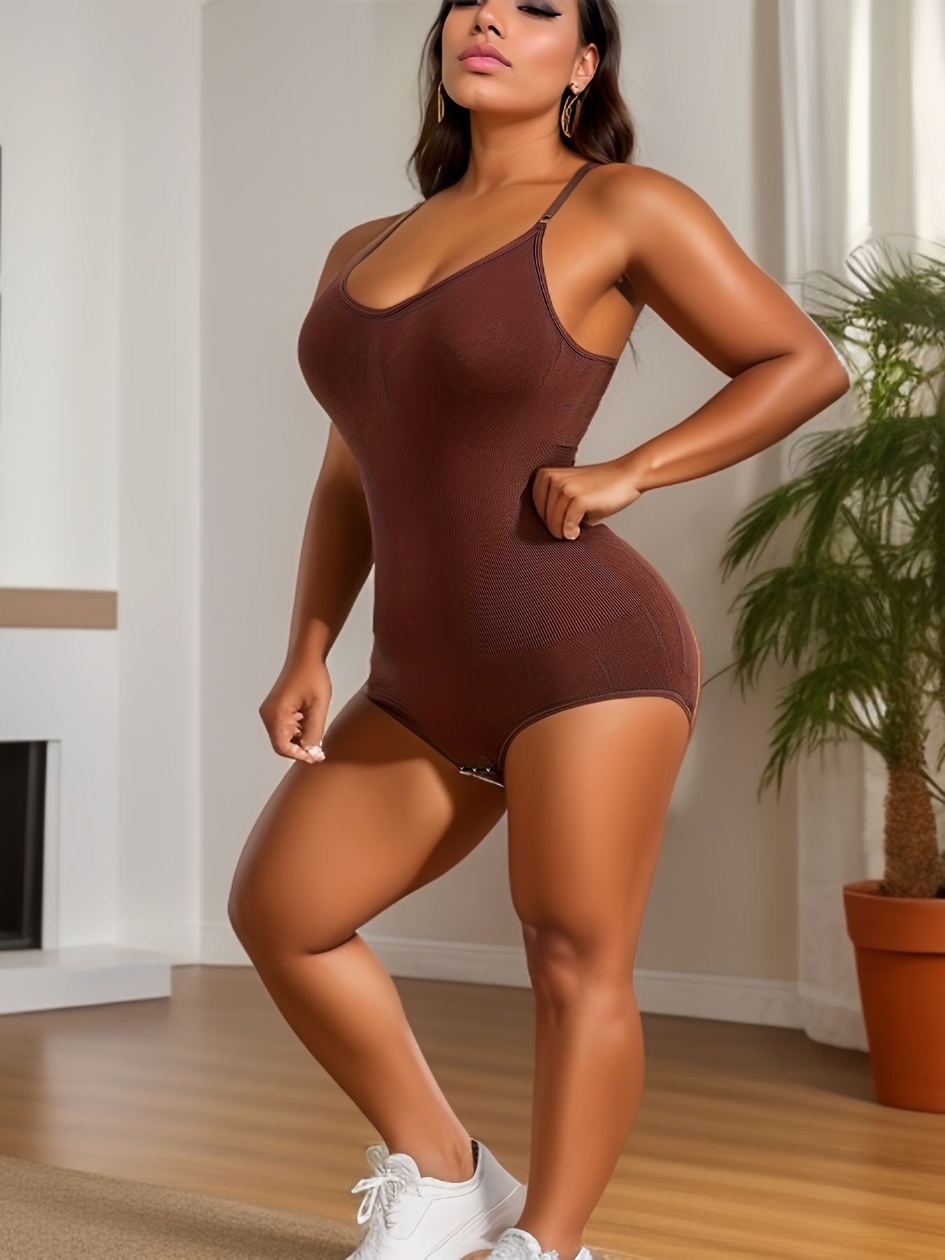 CMTOP Women Shapewear Bodysuit Tummy Control Seamless Body Shaper with  Adjustable Spaghetti Straps Bodycon Jumpsuit
