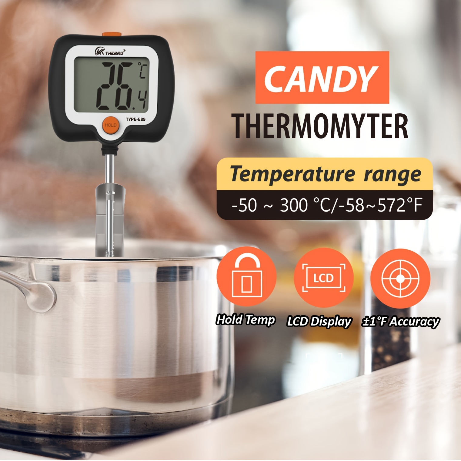 Thermometre Cuisson à Lecture Instantané, Termometre Cuison Instantané avec  Sonde Longue et LCD Ecran Thermometre Cuisine Patisserie Numérique pour