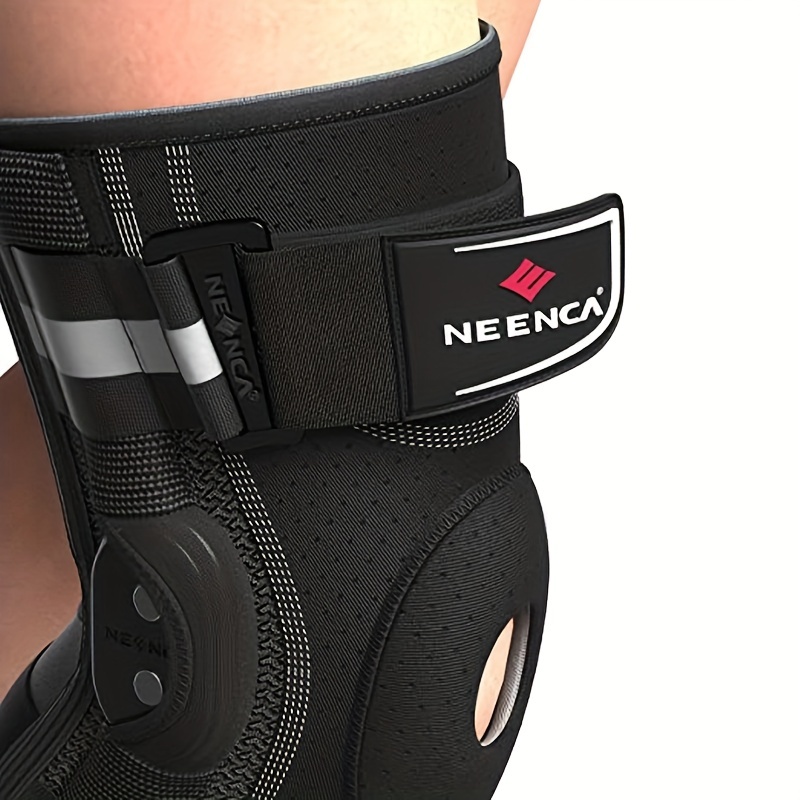 NEENCA Hinged Knee Brace, Adjustable Compression Knee Support Brace for Men  & Women, Open Patella Knee Wrap for Knee Pain, Swollen,Meniscus  Tear,ACL,PCL,MCL,Joint Pain Relief, Injury Recovery. AC-56 (Medium, S Beige)  : 
