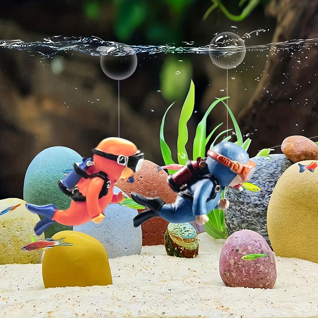 Homvexi Colorful Aquarium Floating Diver Decorative Item Cute Resin Cartoon  Ornament, 7 X 3 cm, Fish Tank Accessories for an Eye-catching Aquarium