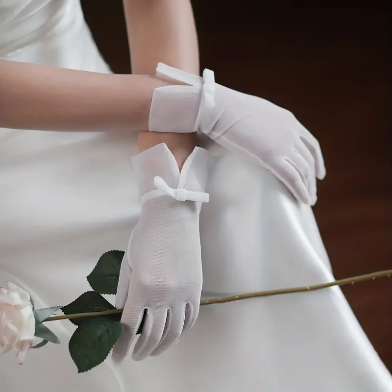 白い短い手袋、リボン付きブライダルウェディングプロムアクセサリー装飾 - ジュエリー・アクセサリー - Temu Japan