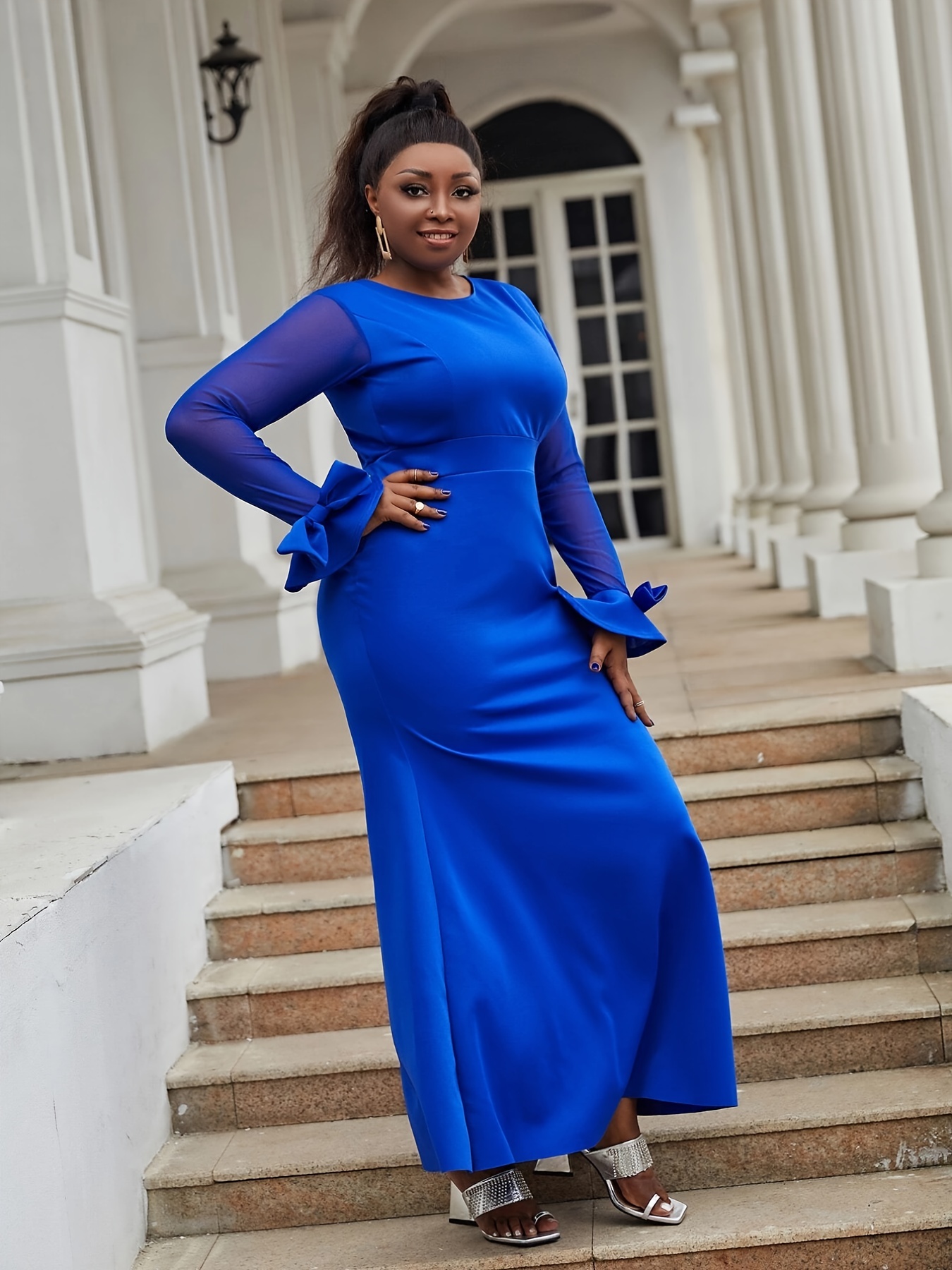 Royal Blue Plus Size Women Suits 2 Pieces Ladies Wedding Office Work Wear  Outfit