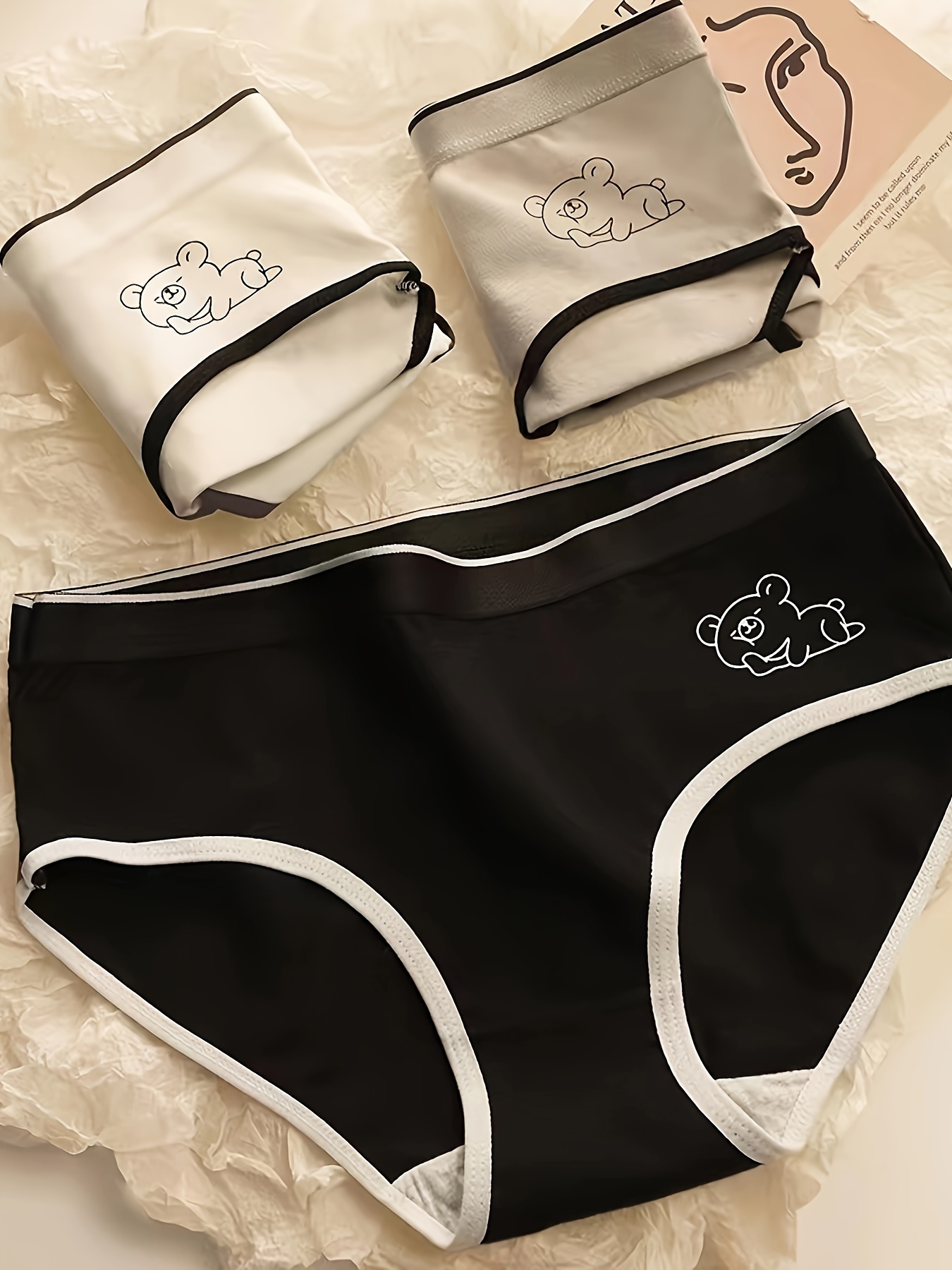3 Pairs Of Womens Underwear Cute Soft Bear Cotton Underwear - Temu