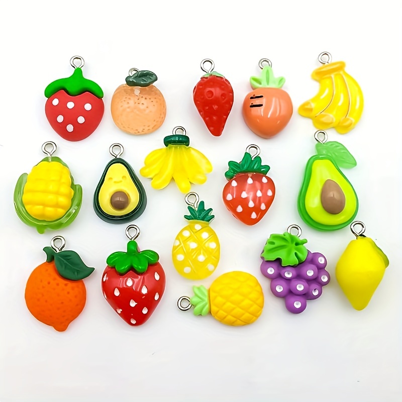 Random Colorful Resin Cute Imitation Fruit Charms Pendant For Diy