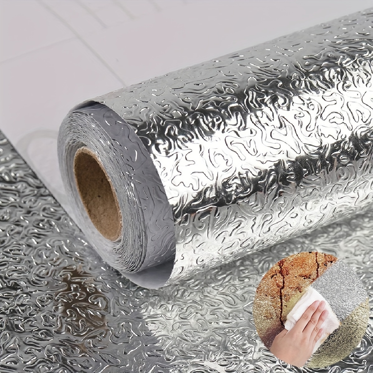 Papel Aluminio Adhesivo, Fácil de Limpiar, Resistente al Fuego