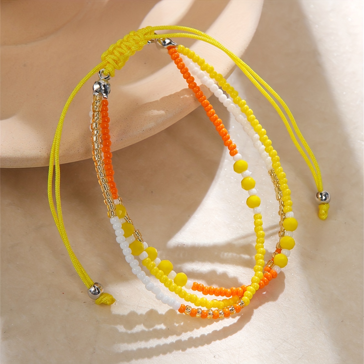 Multilayer Woven Friendship Bracelet With Wave Charm Adjustable