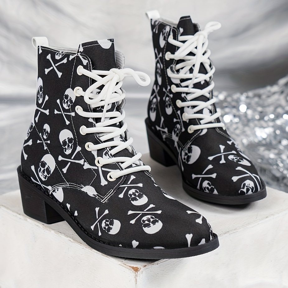 Women Boots Skulls Ladies High Boots High Heels Long Boots Women