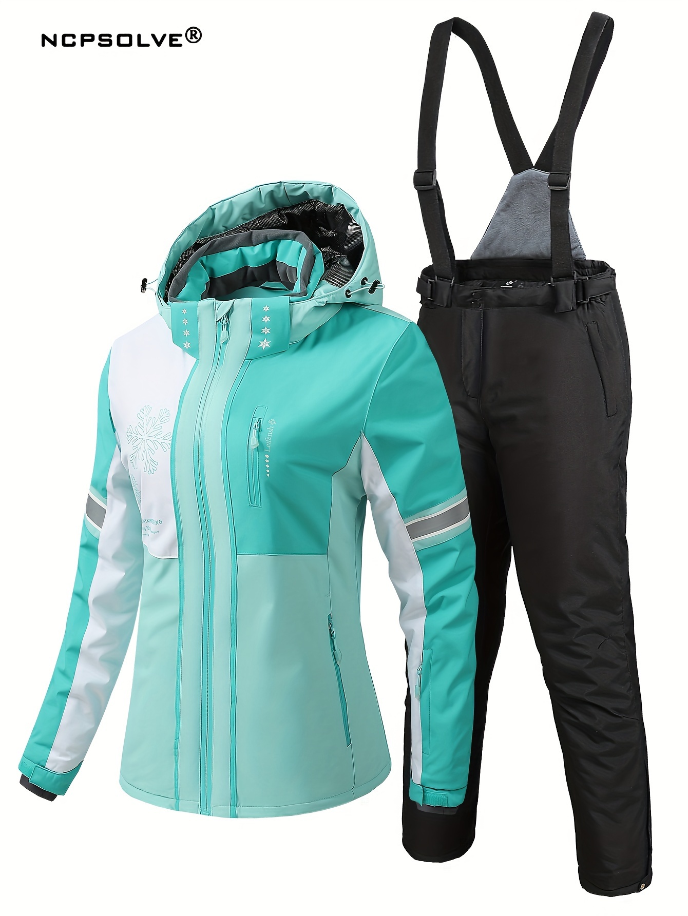 Mono de esquí de una pieza para mujer, traje de esquí impermeable a prueba  de viento, grueso, cálido, con capucha, cintura para senderismo de montaña
