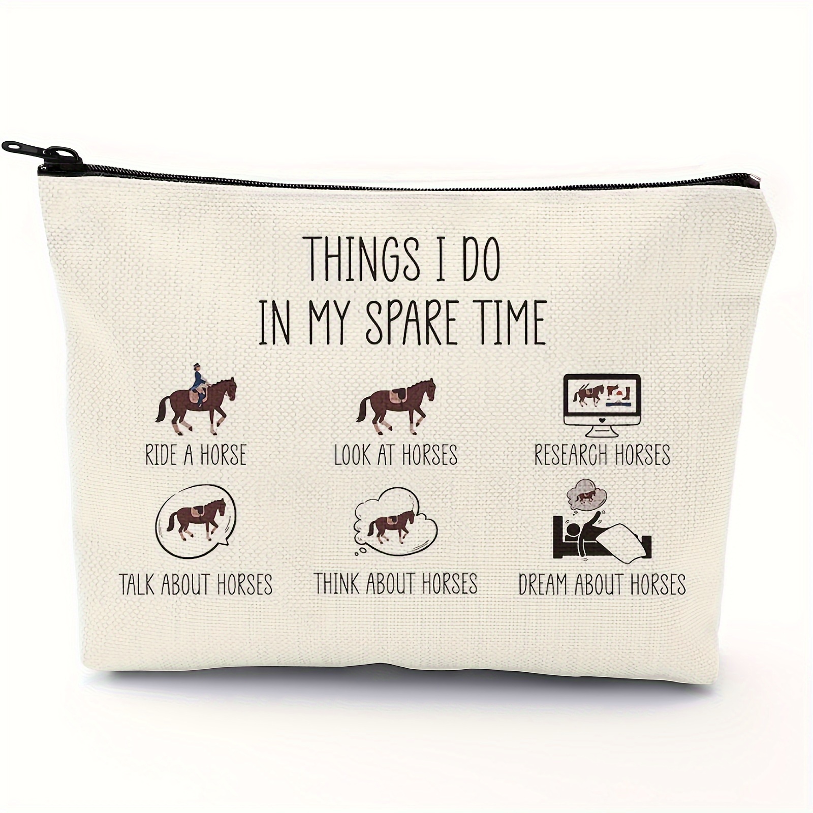 

Horse Gifts For Girls Women For Horse Lovers Equestrian Horse Makeup Bag Large Capacity Zipper Bag - Things I Do In My Spare Time - Mother's Day Cosmetic Bag