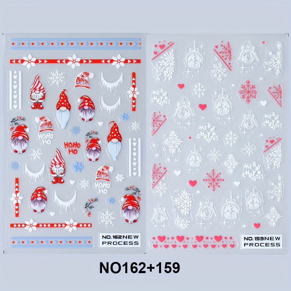 Christmas Nail Art Stickers santa Claus Snowflake Design - Temu