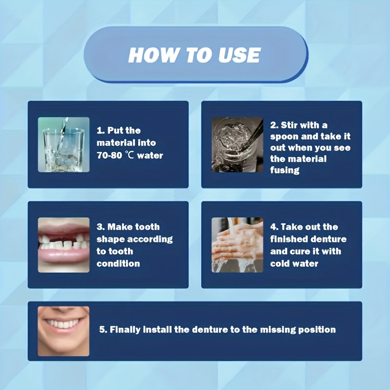 Pegamento sólido para dientes de 15g, gránulos blancos, complemento para  dientes, dentadura postiza multifuncional, pegamento sólido para recuperar  la sonrisa